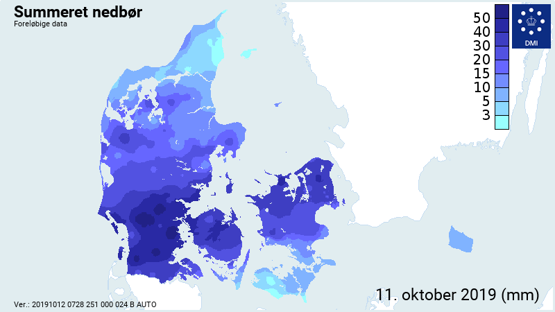 Fredagens samlede nedbørsmængder