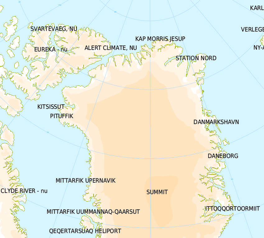 Kort over Nordgrønland.