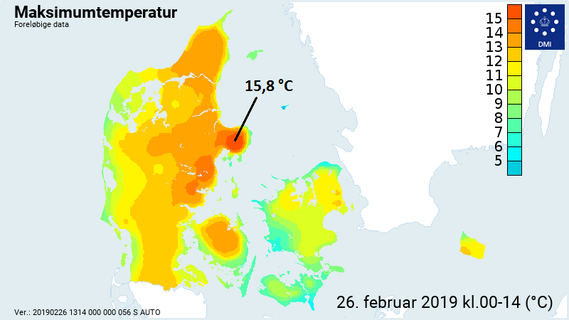Maksimum temperatur i februar