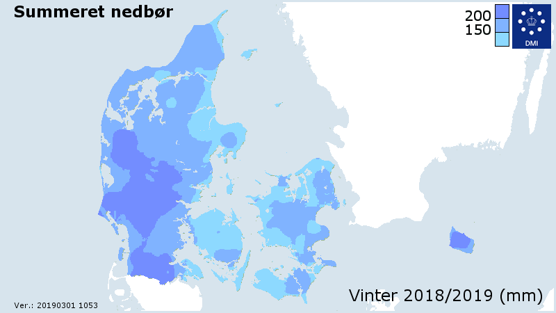 Nedbørssum for vinteren 18/19