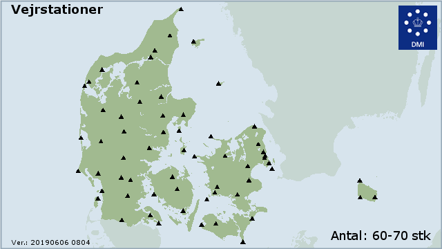 Kort over vejrstationer i Danmark