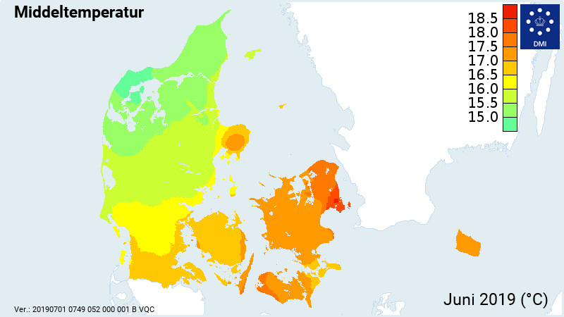 Middeltemperatur for juni