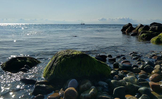 Strandbred med sten