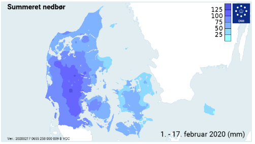 Summeret nedbør over hele landet Summeret nedbør over hele landet