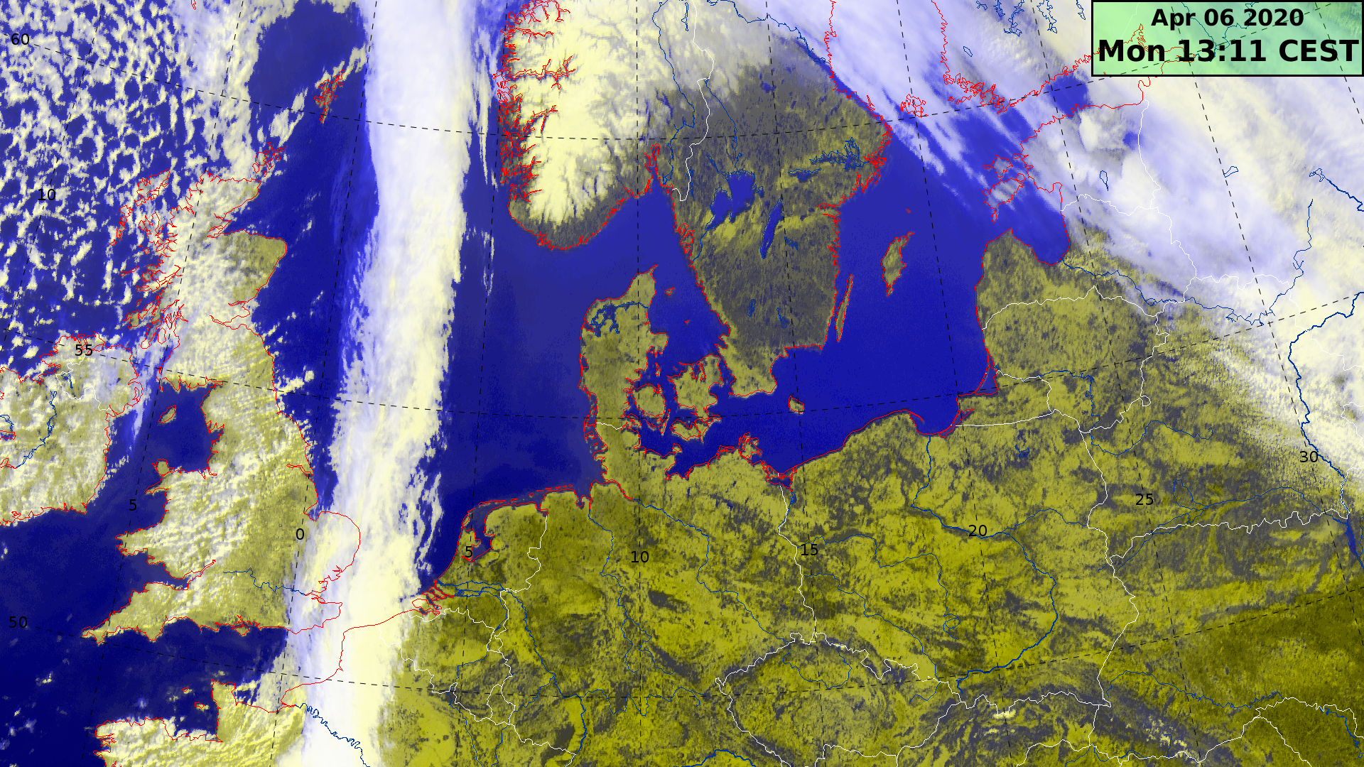 Satellitbillede af Danmark Satellitbillede af Danmark