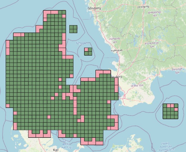 Eksempel på hvordan arealdata inddeles i et grid