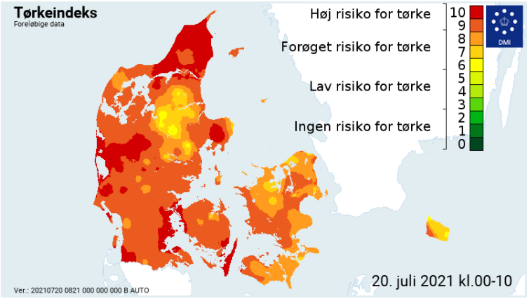 Tørkeindeks for 20. juli 2021