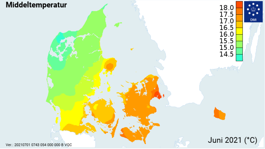 Middeltemperatur i juni