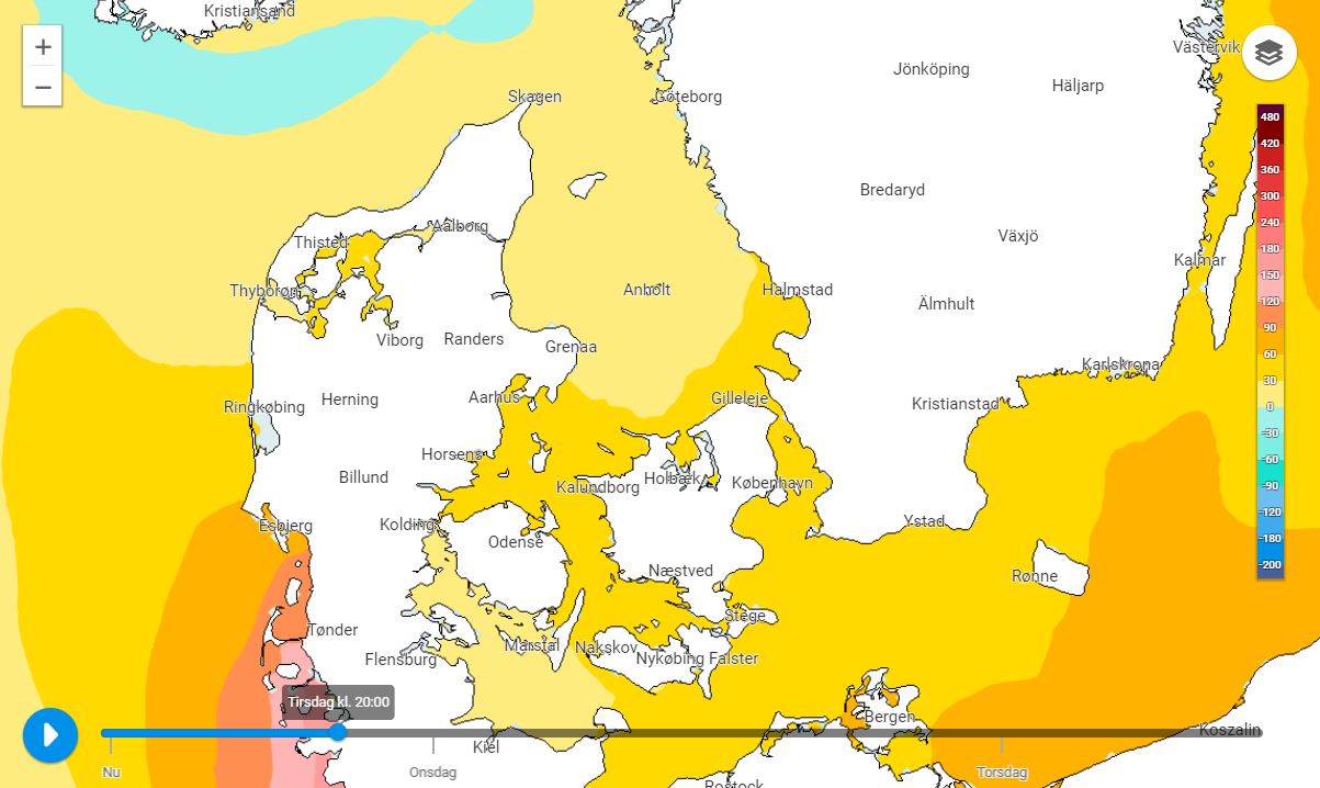 Eksempel på vandstandsprognose