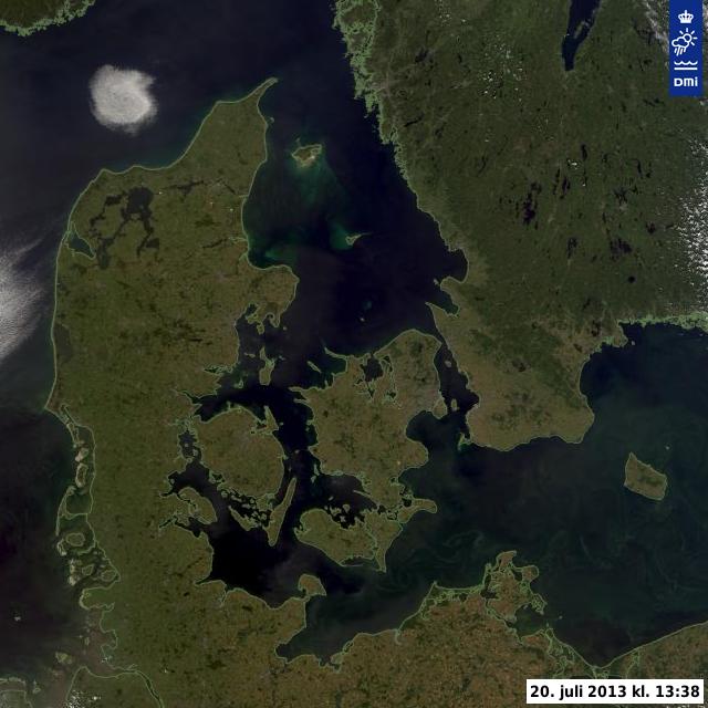 Satellitbillede af Danmark