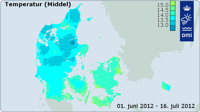 Kort over middeltemperatur 