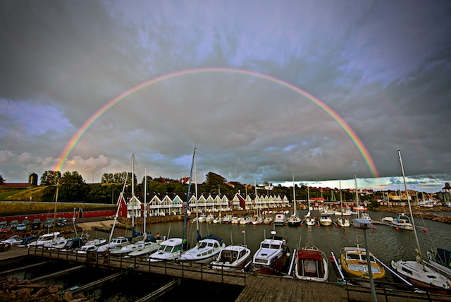 Regnbue over Hasle havn