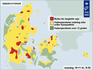 Grafik Danmark, Risiko for glatte veje 19/11/2012