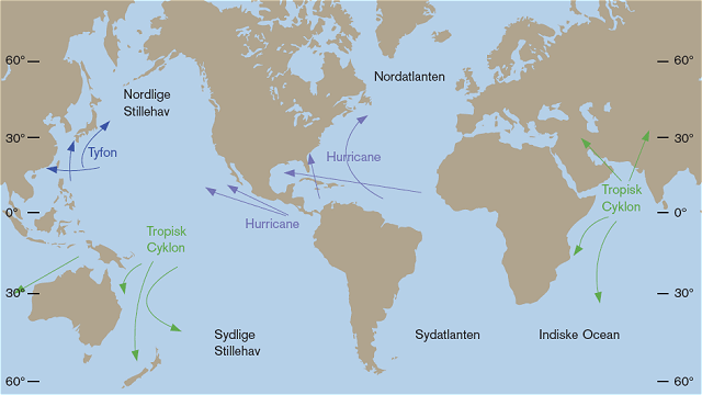 Oversigt over høj- og lavtryk af stormstyrke globalt