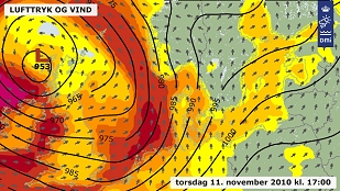 Et kraftigt lavtryk på DMI's vejrkort
