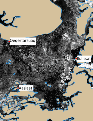 Satellitbillede fra Envisat over Diskobugten