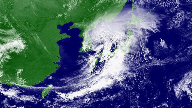 Satellitfoto af stormsystem