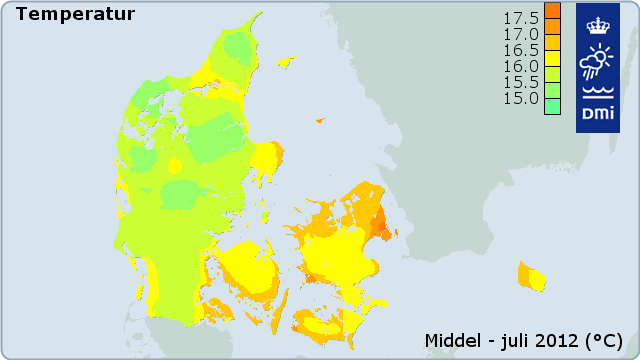 Kort over temperaturer i landet