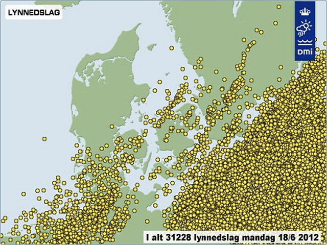 Kort over lynnedslag