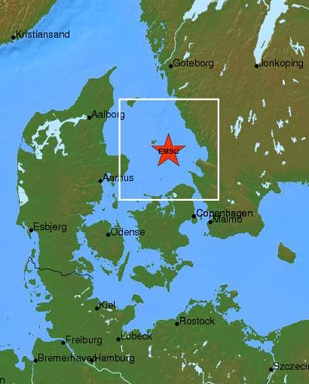 Epicenter for jordskælv i Kattegat Epicenter for jordskælv i Kattegat