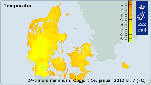 Kort over laveste temperaturer Kort over laveste temperaturer