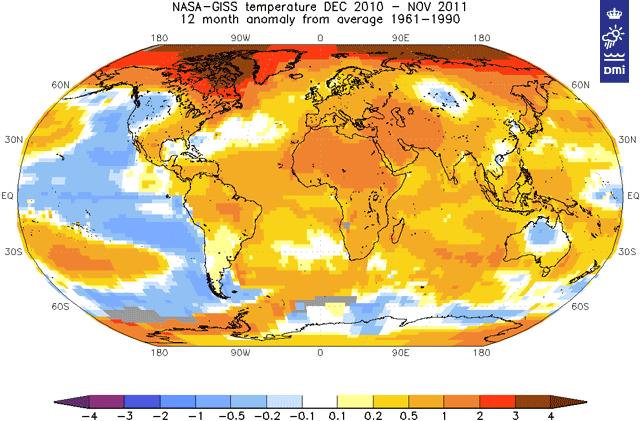 temperaturafvigelser fra dec 2010 - nov 2011 fra sidste normalperiode