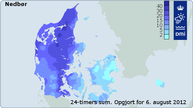 Nedbør over Danmark