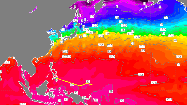 Havtemperaturer i Stillehavet