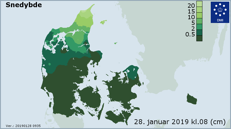 Kort med snedybder over Danmark