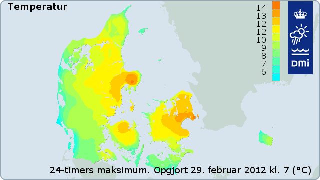 Kort over maksimumtemperaturer