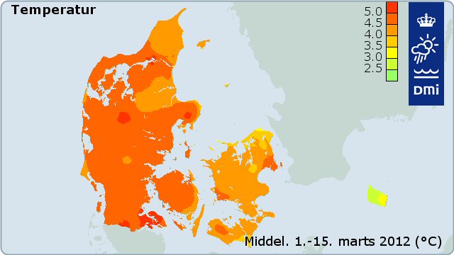 Kort over middeltemperaturer