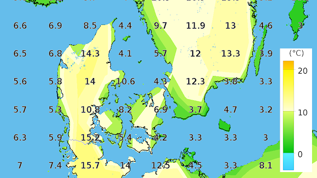 Vejrmodellens bud på temperaturen