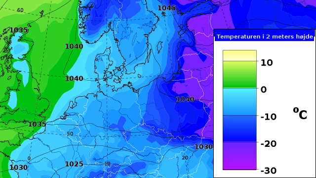 Temperaturer over Danmark Temperaturer over Danmark