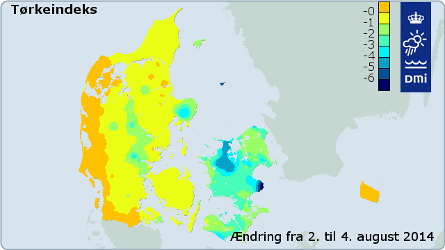 Forskellen i tørkeindeks før regnen og efter regnen