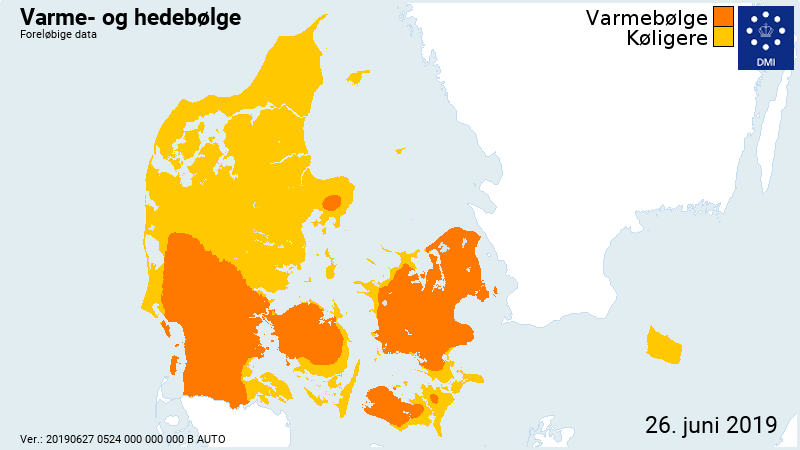 billede af hvor meget af landet der har haft hedebølge